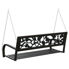vidaXL Garden Swing Bench 125 cm Steel and Plastic Black 6