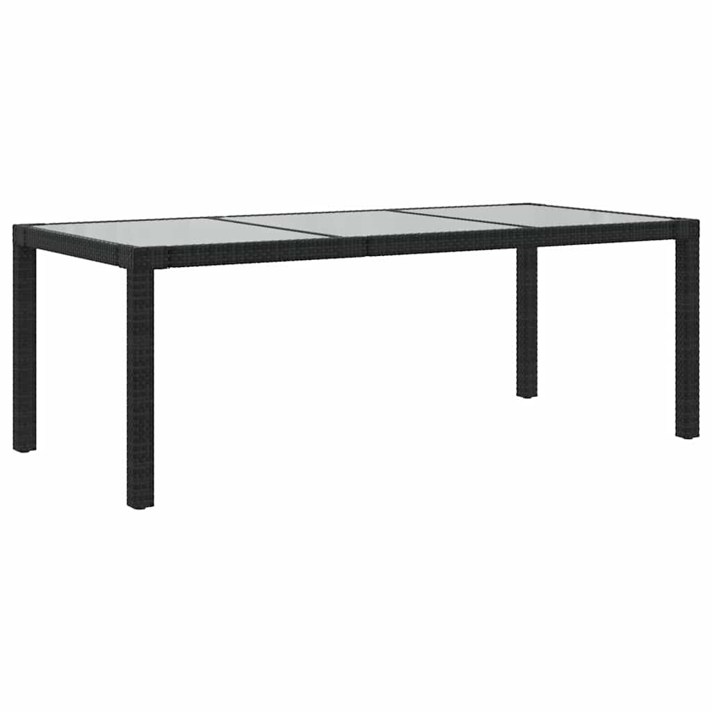 316712 vidaXL Garden Table Black 190x90x75 cm Tempered Glass and Poly Rattan 2