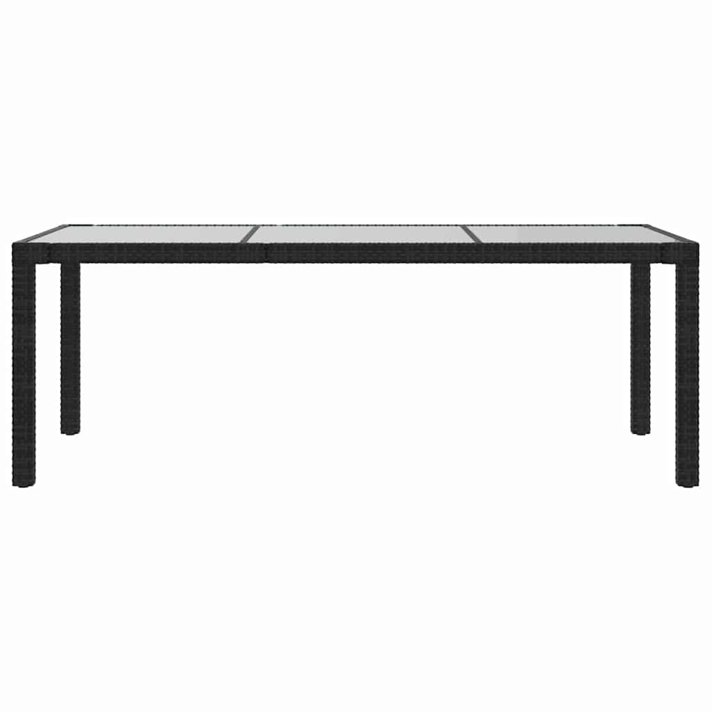 316712 vidaXL Garden Table Black 190x90x75 cm Tempered Glass and Poly Rattan 3