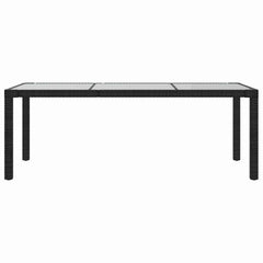 316712 vidaXL Garden Table Black 190x90x75 cm Tempered Glass and Poly Rattan 3