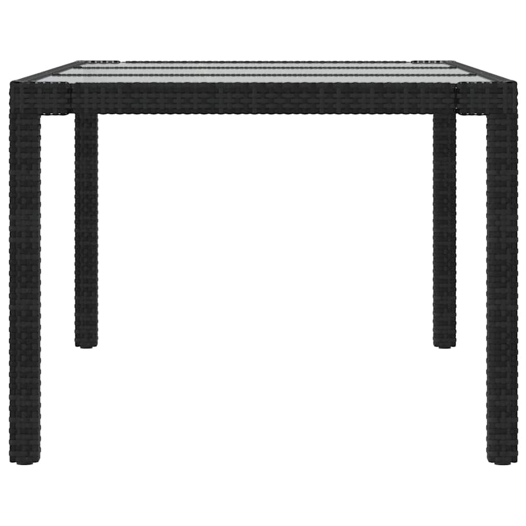316712 vidaXL Garden Table Black 190x90x75 cm Tempered Glass and Poly Rattan 4