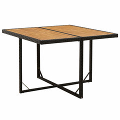 Garden Table 109x107x74 cm Poly Rattan&Solid Wood Acacia Black