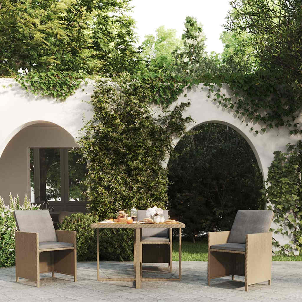 Garden Table 109x107x74 cm Poly Rattan&Solid Wood Acacia Beige