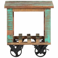 338005 vidaXL Side Table with Wheels 40x40x42 cm Solid Wood Reclaimed 2