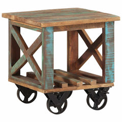338005 vidaXL Side Table with Wheels 40x40x42 cm Solid Wood Reclaimed 4