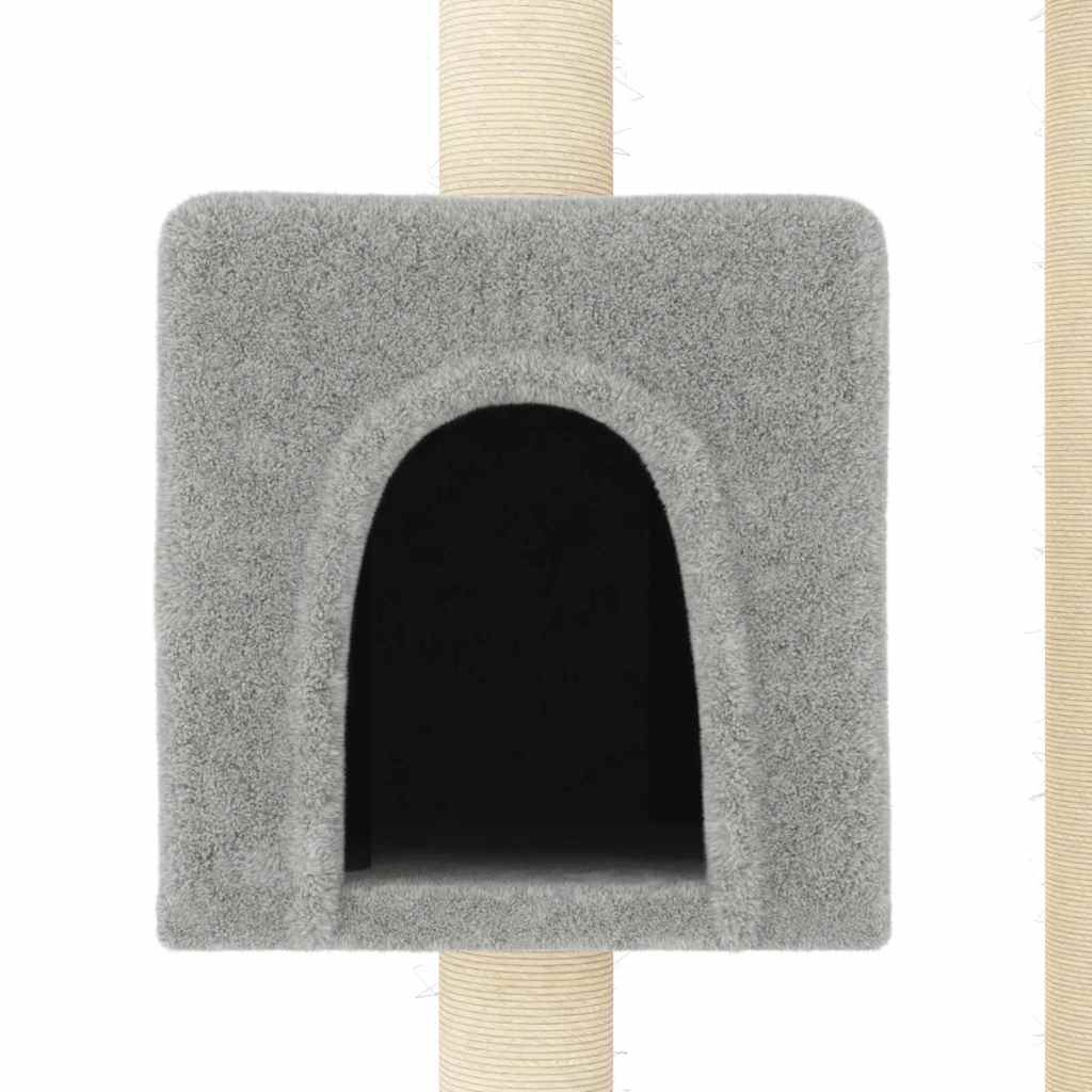 vidaXL Cat Tree | Light grey | Engineered wood, plush, sisal | 104 cm tall 5