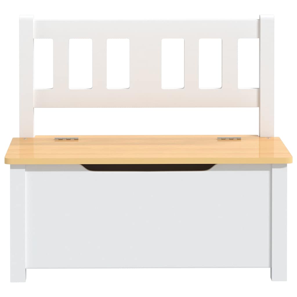 Children Storage Bench 60x30x55 cm MDF White and beige