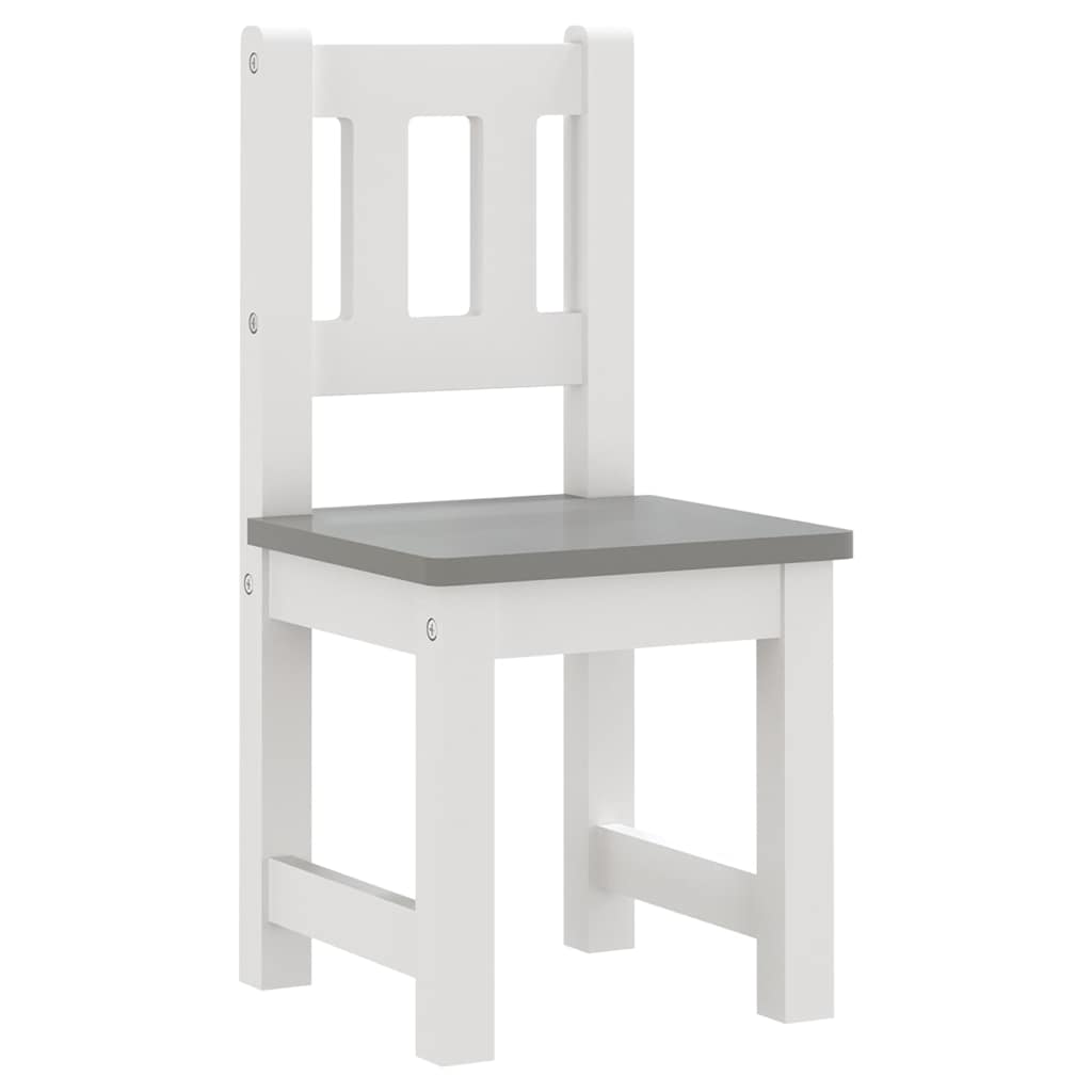 vidaXL Children Table And Chair Set | White and grey | MDF | Small | Ergonomic 4