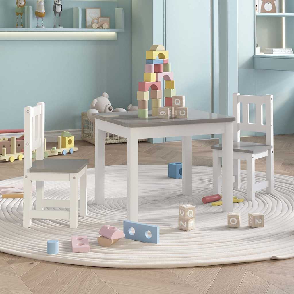 vidaXL Children Table And Chair Set | White and grey | MDF | Small | Ergonomic 1