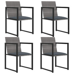 vidaXL 5 Piece Outdoor Dining Set with Cushions Poly Rattan Grey 2