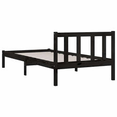 vidaXL Bed Frame without Mattress Black Solid Wood Small Single 5