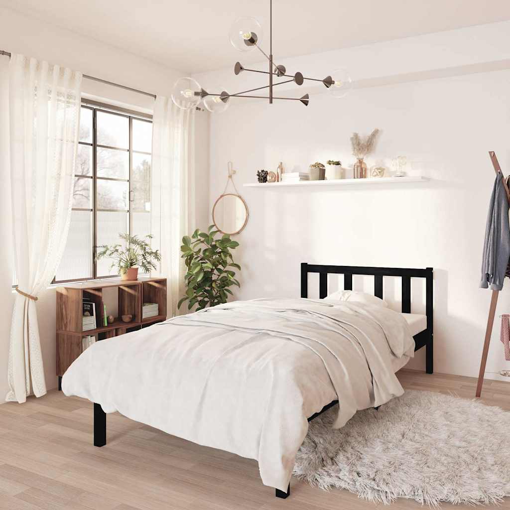 Bed Frame without Mattress Solid Wood Black 75 x 190 cm