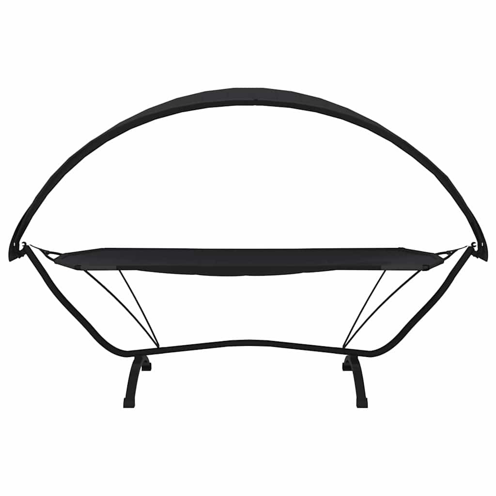 Outdoor Lounge Bed with Canopy Steel and Oxford Fabric Black