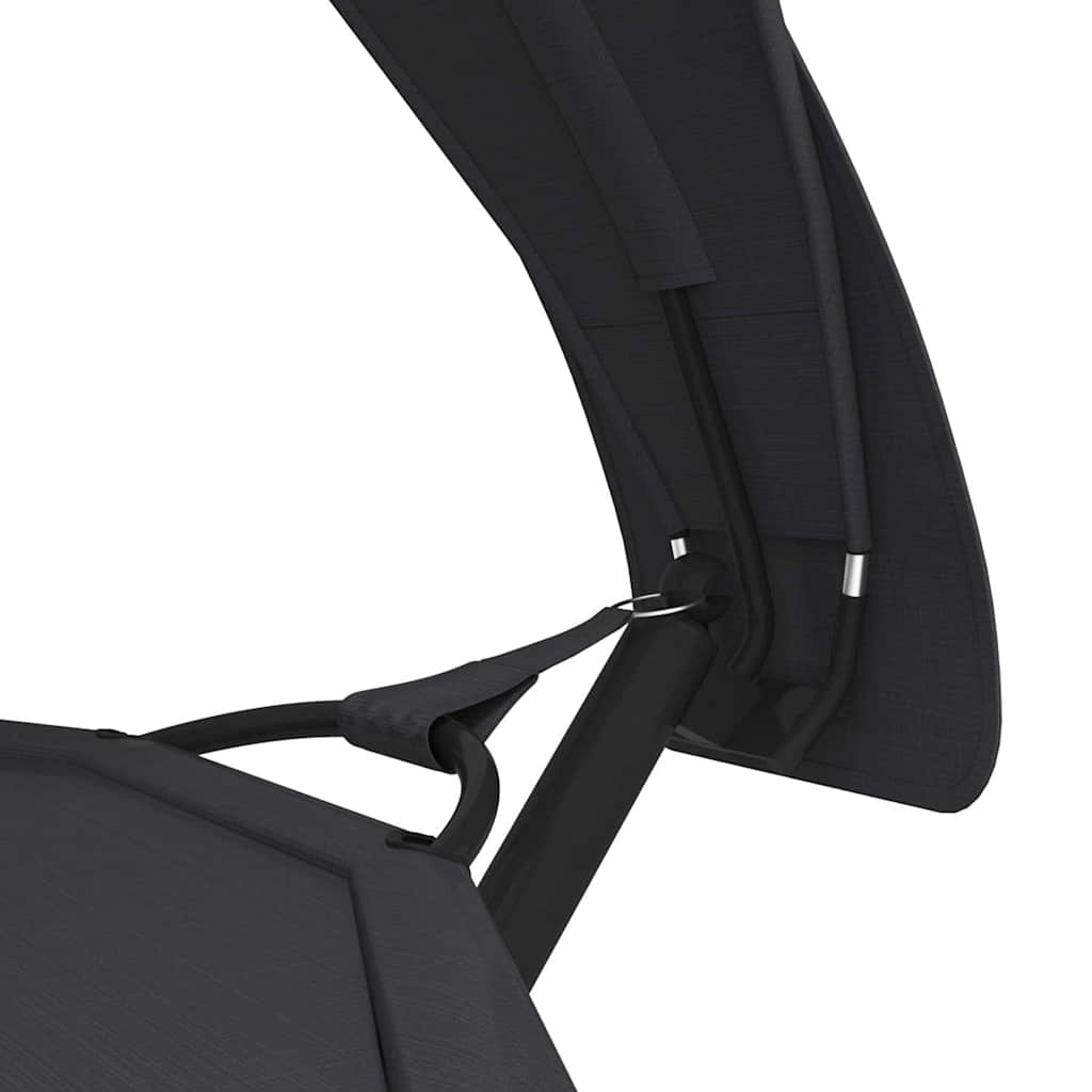 Outdoor Lounge Bed with Canopy Steel and Oxford Fabric Black