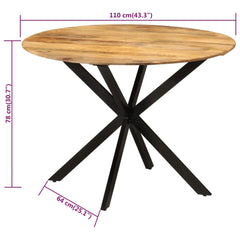 vidaXL Dining Table Ø110x78 cm Solid Wood Mango and Steel 6