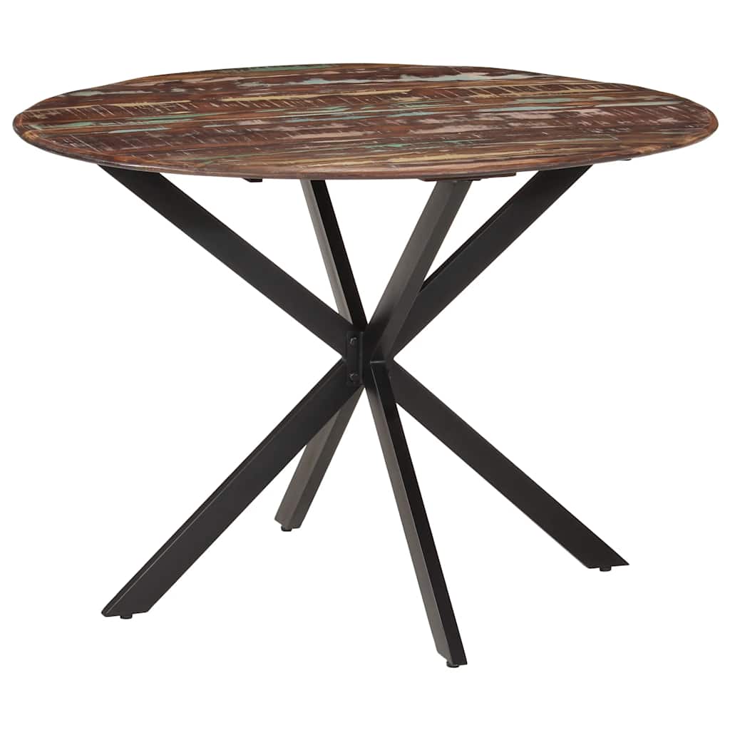 vidaXL Dining Table Ø110x78 cm Solid Wood Reclaimed and Steel 1