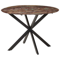 vidaXL Dining Table Ø110x78 cm Solid Wood Reclaimed and Steel 2