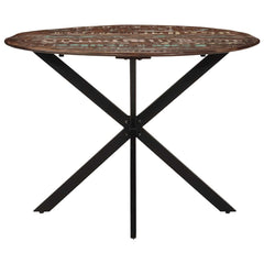 vidaXL Dining Table Ø110x78 cm Solid Wood Reclaimed and Steel 4