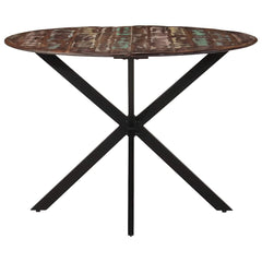vidaXL Dining Table Ø110x78 cm Solid Wood Reclaimed and Steel 5