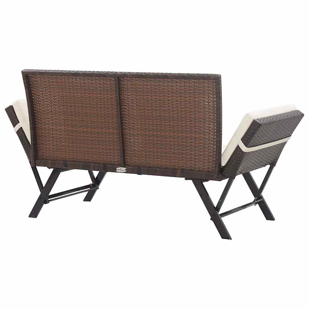 vidaXL Garden Bench with Cushions Brown 176 cm Poly Rattan 5