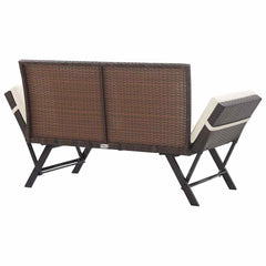 vidaXL Garden Bench with Cushions Brown 176 cm Poly Rattan 5