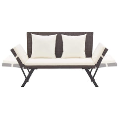 vidaXL Garden Bench with Cushions Brown 176 cm Poly Rattan 6