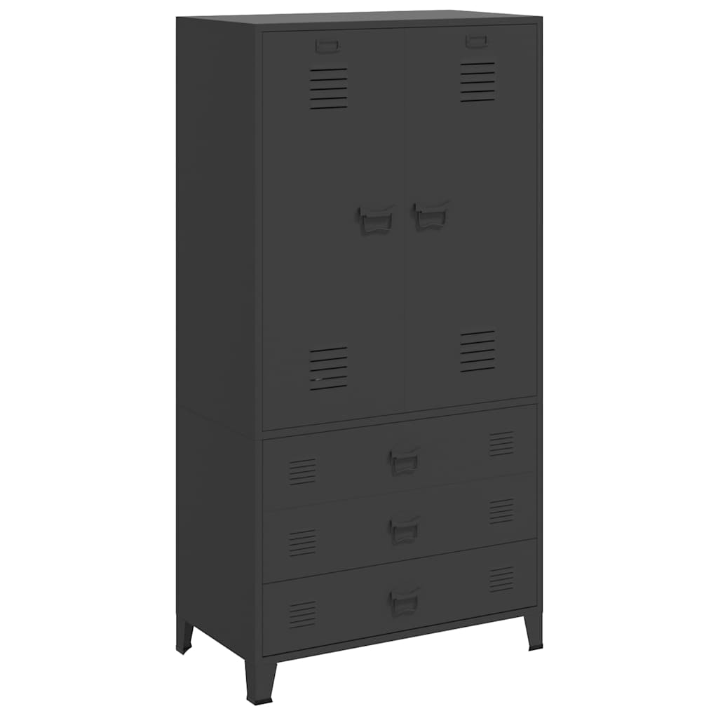 Industrial Wardrobe 90x50x180 cm Metal Black