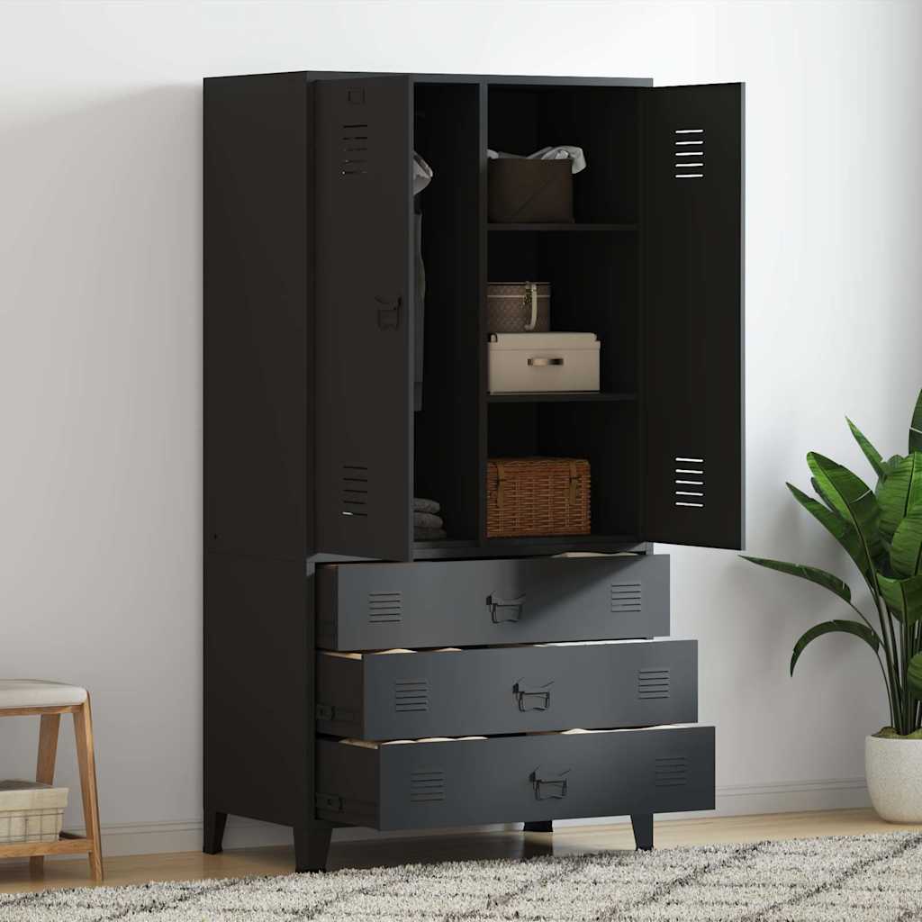 Industrial Wardrobe 90x50x180 cm Metal Black