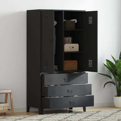 Industrial Wardrobe 90x50x180 cm Metal Black