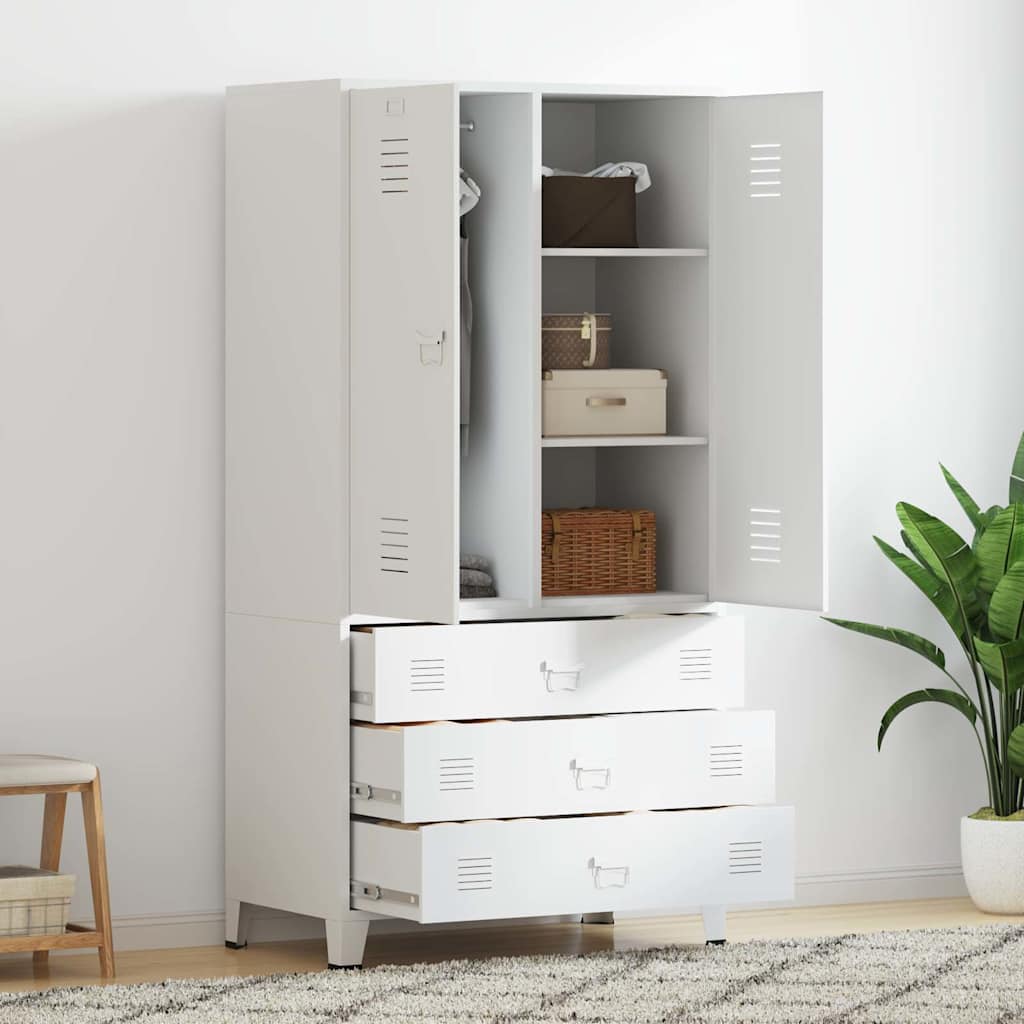 Industrial Wardrobe 90x50x180 cm Metal White