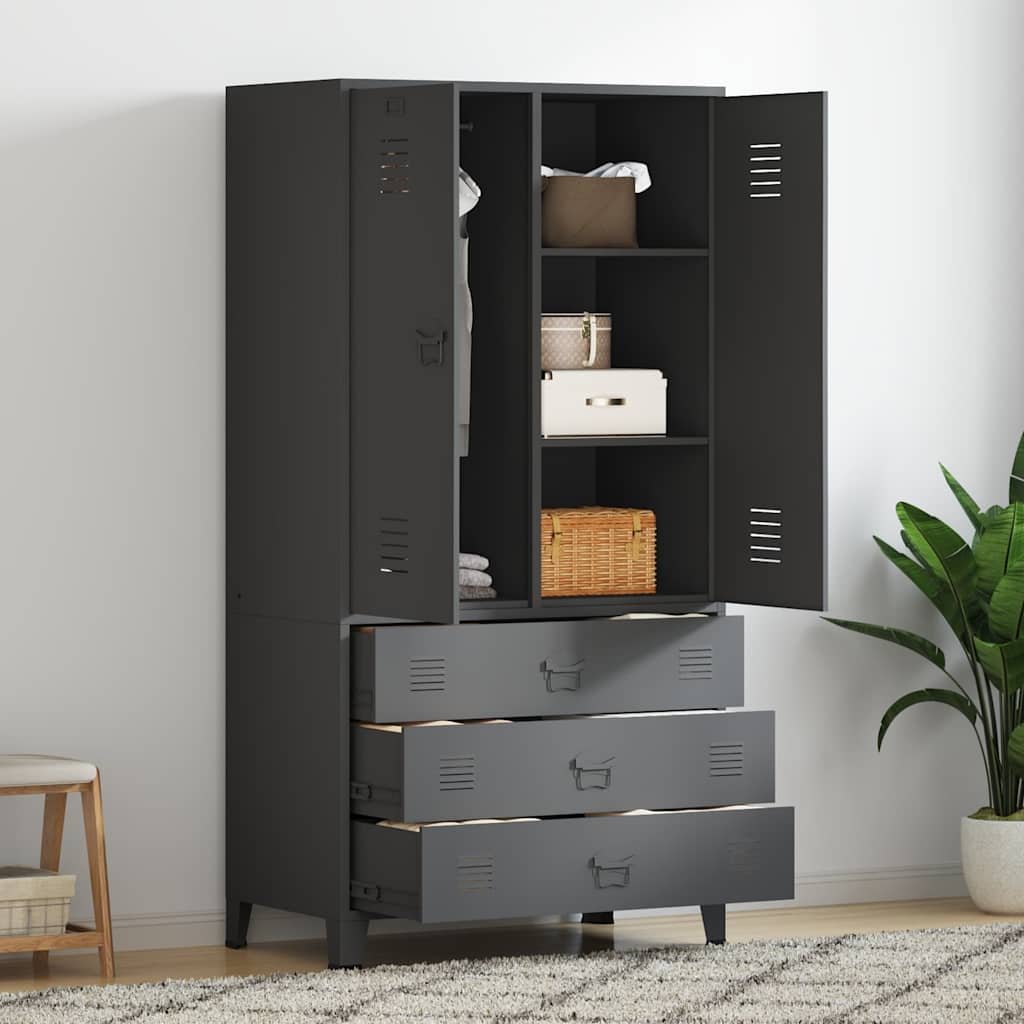 Industrial Wardrobe 90x50x180 cm Metal Anthracite