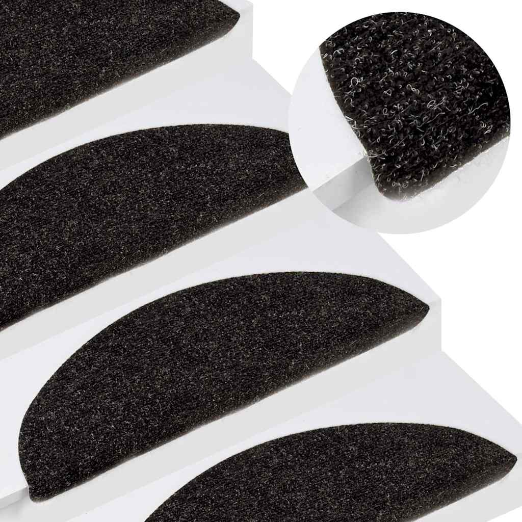 136389 vidaXL Stair Mats Self-adhesive 15 pcs 56x17x3 cm Anthracite 1