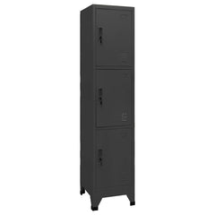 Locker Cabinet 38x45x180 cm Steel Anthracite With 3 lockers