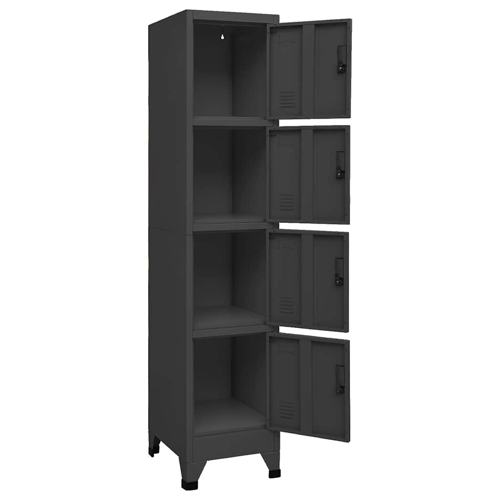 Locker Cabinet 38x45x180 cm Steel Anthracite With 4 lockers