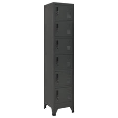 Locker Cabinet 38x45x180 cm Steel Anthracite With 6 lockers