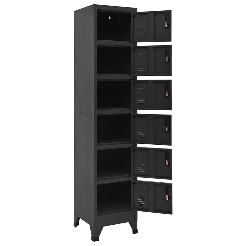 Locker Cabinet 38x45x180 cm Steel Anthracite With 6 lockers