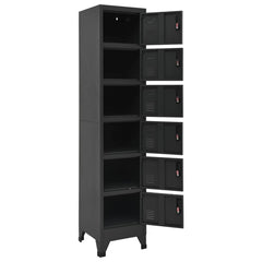 Locker Cabinet 38x45x180 cm Steel Anthracite With 6 lockers