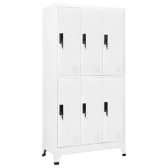 Locker Cabinet 90x45x180 cm Steel With 6 lockers White