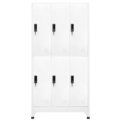 Locker Cabinet 90x45x180 cm Steel With 6 lockers White