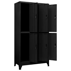 Locker Cabinet 90x45x180 cm Steel With 6 lockers Black