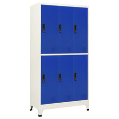 Locker Cabinet 90x45x180 cm Steel With 6 lockers Grey and blue