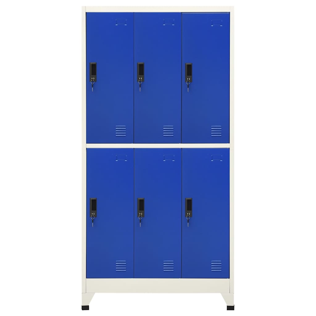 Locker Cabinet 90x45x180 cm Steel With 6 lockers Grey and blue