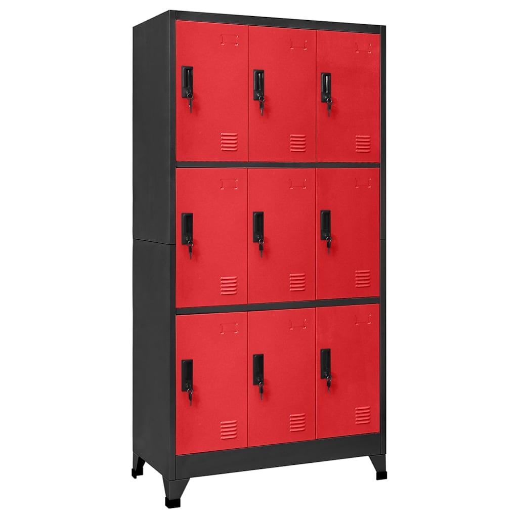 vidaXL Locker Cabinet | Anthracite and Red | Steel | Large | Locker Cabinet 1