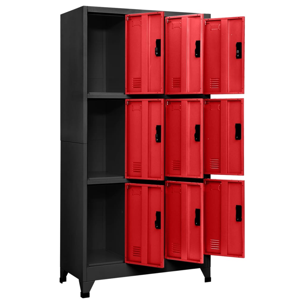 vidaXL Locker Cabinet | Anthracite and Red | Steel | Large | Locker Cabinet 3
