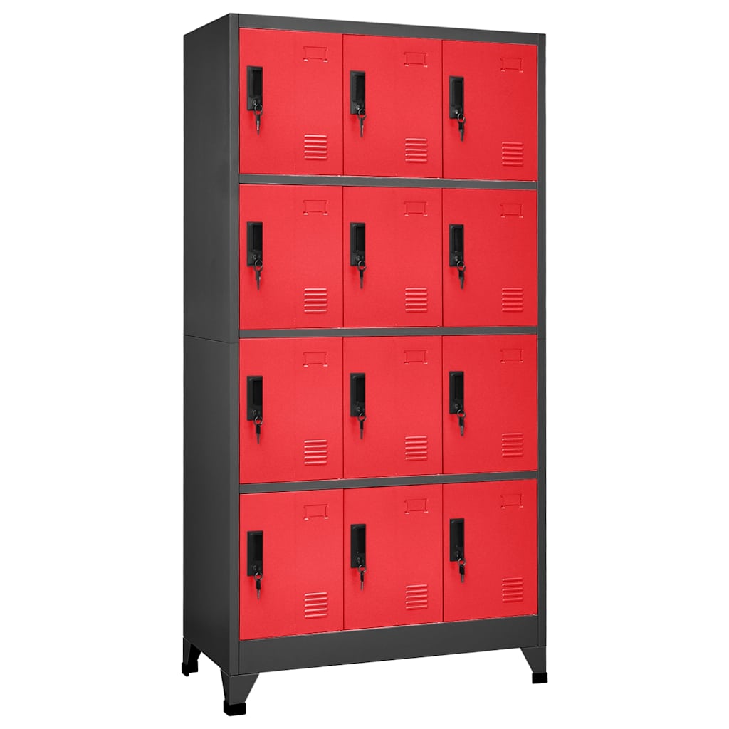 vidaXL Locker Cabinet | Anthracite and Red | Steel | Large | Locker Cabinet 1