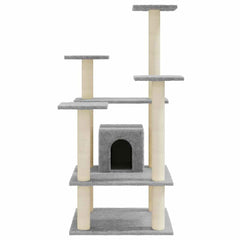 171480 vidaXL Cat Tree with Sisal Scratching Posts Light Grey 110 cm 3