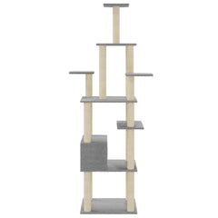 vidaXL Cat Tree | Light grey | Engineered wood, plush, sisal | Large | Cat Tree 5