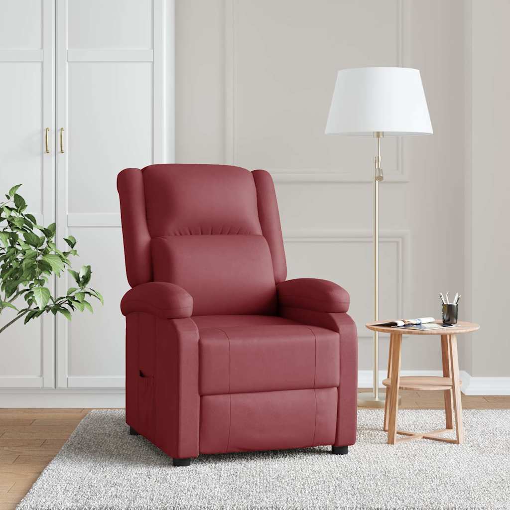 vidaXL Recliner Chair Wine Red Faux Leather 1