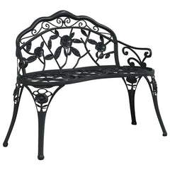 vidaXL Garden Bench 100 cm Cast Aluminium Black 2