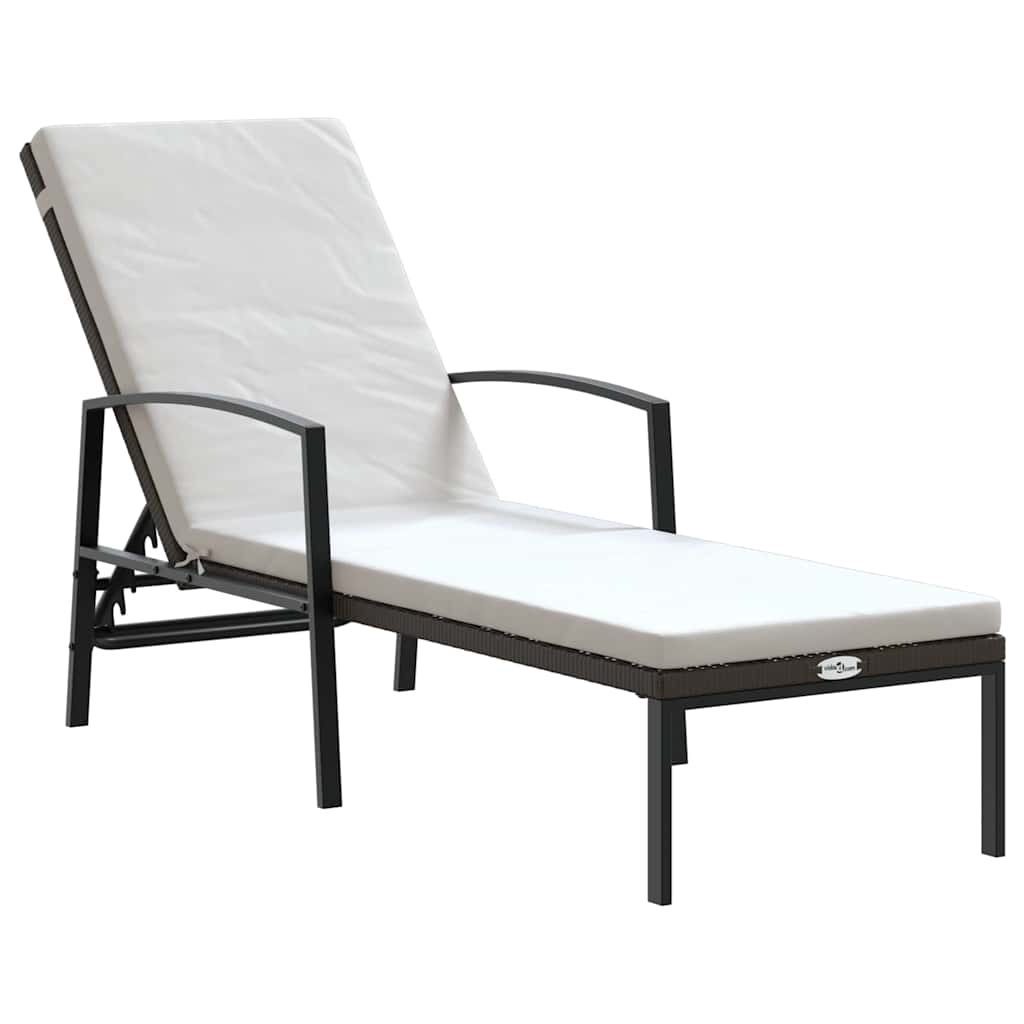 vidaXL Sun Loungers 2 pcs with Table Poly Rattan Brown 3